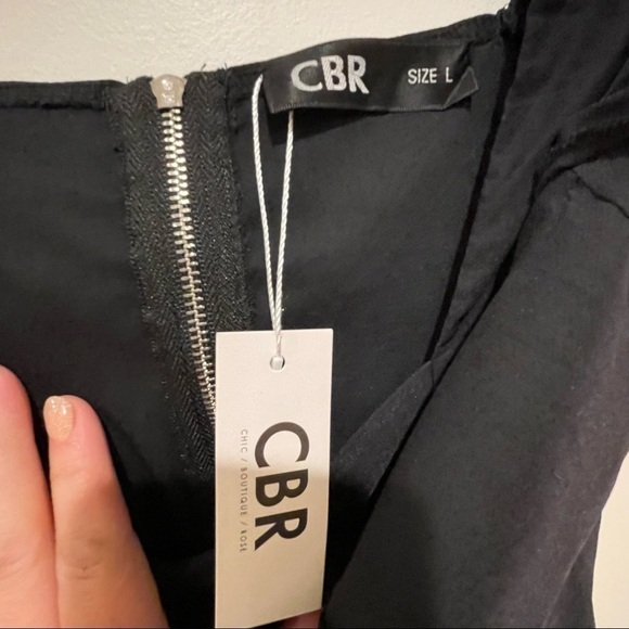 Nwt CBR Large Black Crop Top With Ruffle Sleeve - Picture 6 of 6